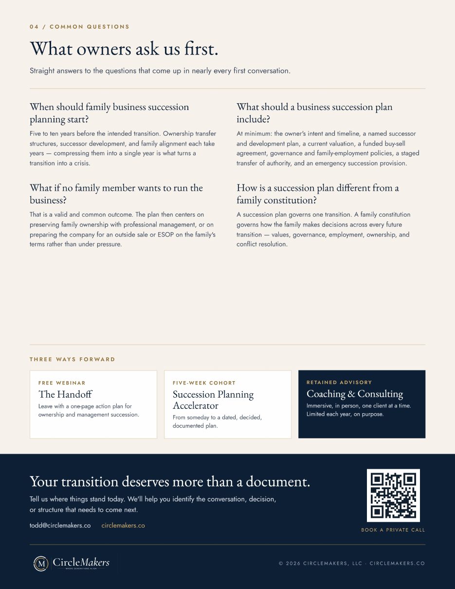 04 · What Owners Ask Us First